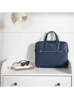 HALDEN - Belford Blue Vegan Saffiano Leather Laptop Bag
