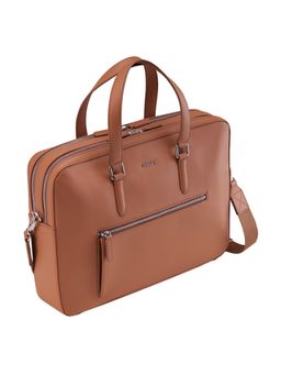 HALDEN - Camden Tan Vegan Plain Leather Laptop Bag
