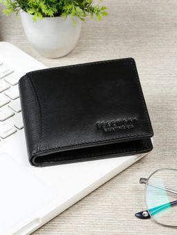 Teakwood - Mens Black Solid Leather Two Fold Wallet