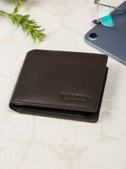 Teakwood - Mens Brown Solid Leather Two Fold Wallet
