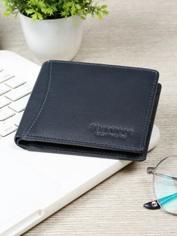Teakwood - Mens Blue Solid Leather Two Fold Wallet