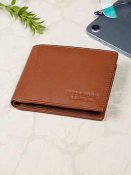 Teakwood - Mens Tan Solid Leather Two Fold Wallet