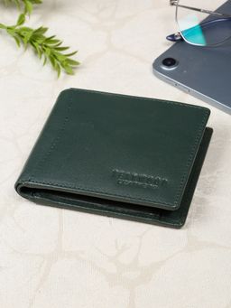 Teakwood - Mens Green Solid Leather Two Fold Wallet