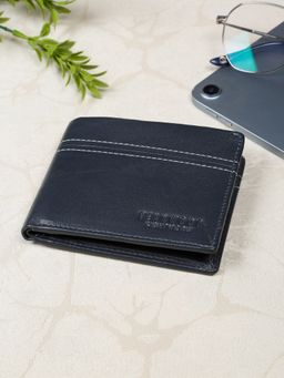 Teakwood - Mens Blue Leather Classic Two Fold Wallet