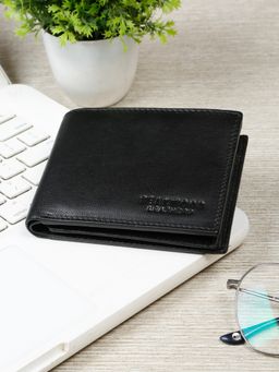 Teakwood - Mens Black Leather Bi-Fold Wallet