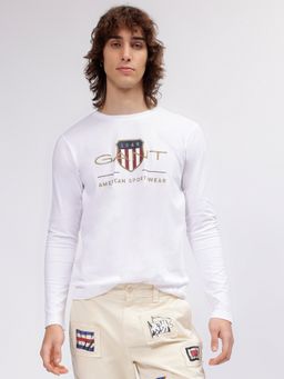 GANT - Men White Solid Regular Fit T-Shirt