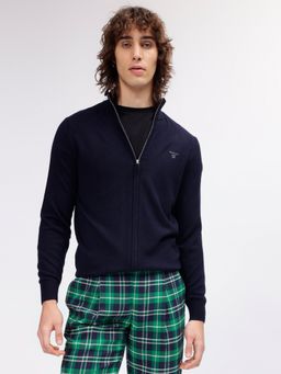 GANT - Men Navy Blue Solid Regular Fit Sweater