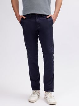 GANT - Men Blue Solid Slim Fit Trouser