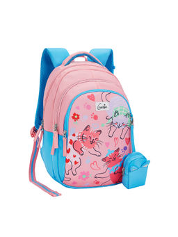 Genie - Purrfect School Kiddie 15 Inch Pink Girls Backpack with Pouch (S)