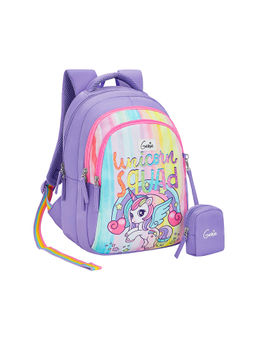 Genie - Unicorn Squad School Kiddie 15 Inch Purple Girls Backpack with Pouch (S)