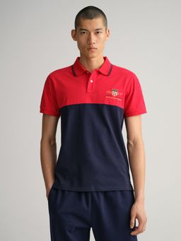 GANT - Men Navy Blue Cut And Sew Regular Fit Polo T-Shirt
