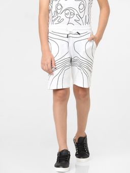Jack & Jones Junior - Boys White Printed Co-ord Shorts