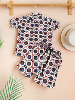 Bella Moda - Boys Pink Printed Shirt with Shorts (Set of 2)