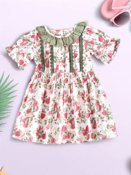 Bella Moda - Girls Pink Floral Knee Length Dress
