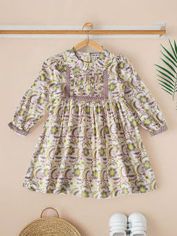 Bella Moda - Girls Lavender Floral Knee Length Dress