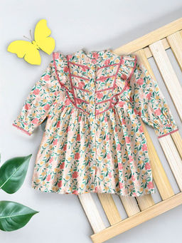 Bella Moda - Girls Multi-Color Floral Knee Length Dress
