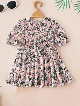 Bella Moda - Girls Pink Floral Knee Length Dress