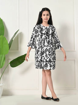 Bella Moda - Girls White Printed Mini Dress