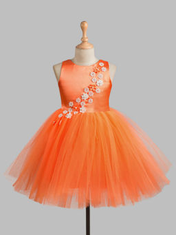 Toy Balloon Kids - Girls Orange Solid Knee Length Dress