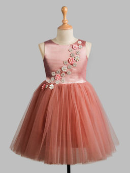 Toy Balloon Kids - Girls Mauve Solid Knee Length Dress