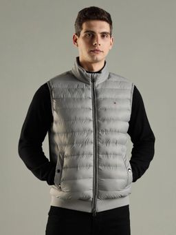 Tommy Hilfiger - Grey Solid Plain Regular Fit Jacket