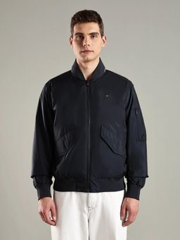 Tommy Hilfiger - Navy Blue Solid Plain Relaxed Fit Jacket
