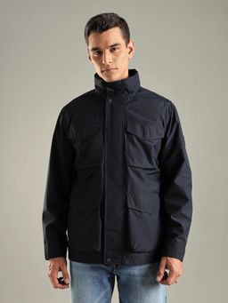 Tommy Hilfiger - Navy Blue Solid Plain Regular Fit Jacket