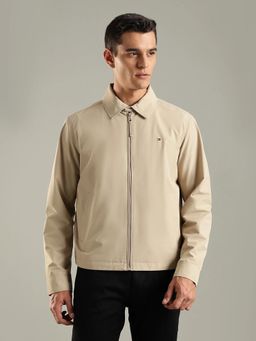 Tommy Hilfiger - Beige Solid Plain Regular Fit Jacket