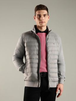 Tommy Hilfiger - Grey Solid Plain Regular Fit Jacket