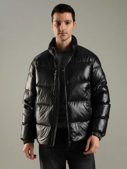 Tommy Hilfiger - Black Solid Plain Regular Fit Jacket