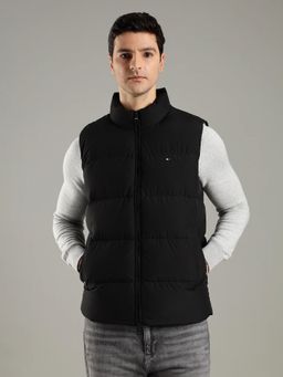 Tommy Hilfiger - Black Solid Plain Regular Fit Jacket