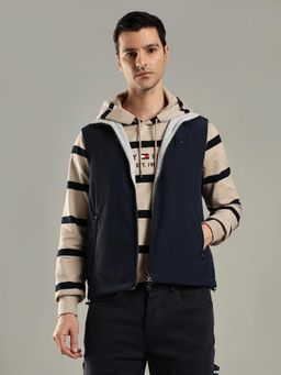 Tommy Hilfiger - Navy Blue Solid Plain Regular Fit Jacket