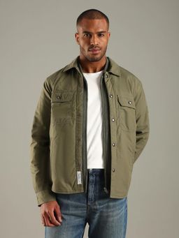 Tommy Hilfiger - Olive Solid Plain Regular Fit Jacket