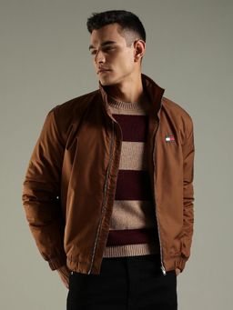 Tommy Hilfiger - Brown Solid Plain Relaxed Fit Jacket