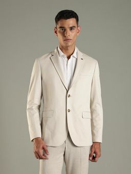 Tommy Hilfiger - Beige Solid Plain Regular Fit Blazer