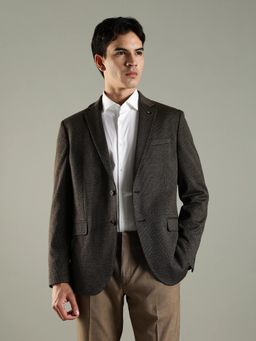 Tommy Hilfiger - Brown Self Design Regular Fit Blazer