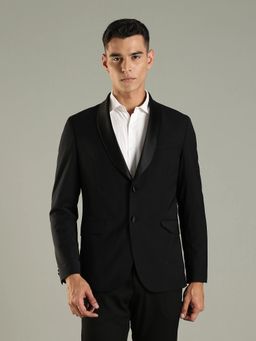 Tommy Hilfiger - Black Solid Plain Regular Fit Blazer