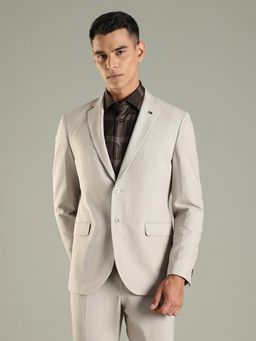 Tommy Hilfiger - Taupe Solid Plain Regular Fit Blazer