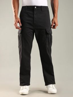 Tommy Hilfiger - Black Solid Plain Regular Fit Cargo