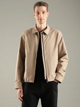 Tommy Hilfiger - Beige Solid Plain Relaxed Fit Jacket