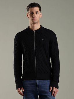 Tommy Hilfiger - Navy Blue Textured Regular Fit Jacket