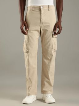 Tommy Hilfiger - Beige Solid Plain Relaxed Fit Cargo