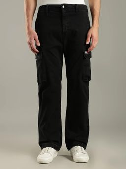 Tommy Hilfiger - Black Solid Plain Relaxed Fit Cargo