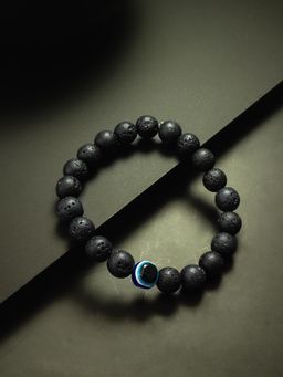 Aadita - Marble Beads Adjustable Evil Eye Bracelet Black