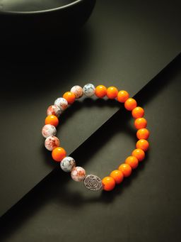 Aadita - Marble Beads Adjustable Bracelet Orange