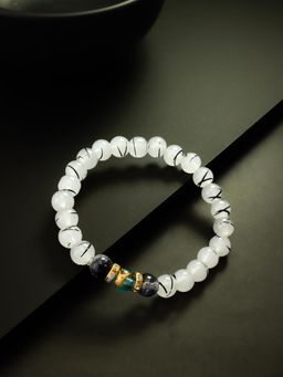 Aadita - Marble Beads Adjustable Bracelet White