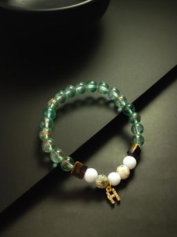 Aadita - Marble Beads Adjustable Bracelet H Letter Turquoise