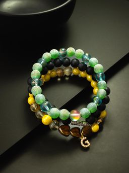 Aadita - Marble Beads Adjustable Bracelet G Letter Multi-Color (Set of 3)