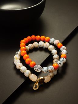 Aadita - Marble Beads Adjustable Bracelet D Letter Multi-Color (Set of 2)
