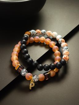 Aadita - Marble Beads Adjustable Bracelet P Letter Multi-Color (Set of 2)